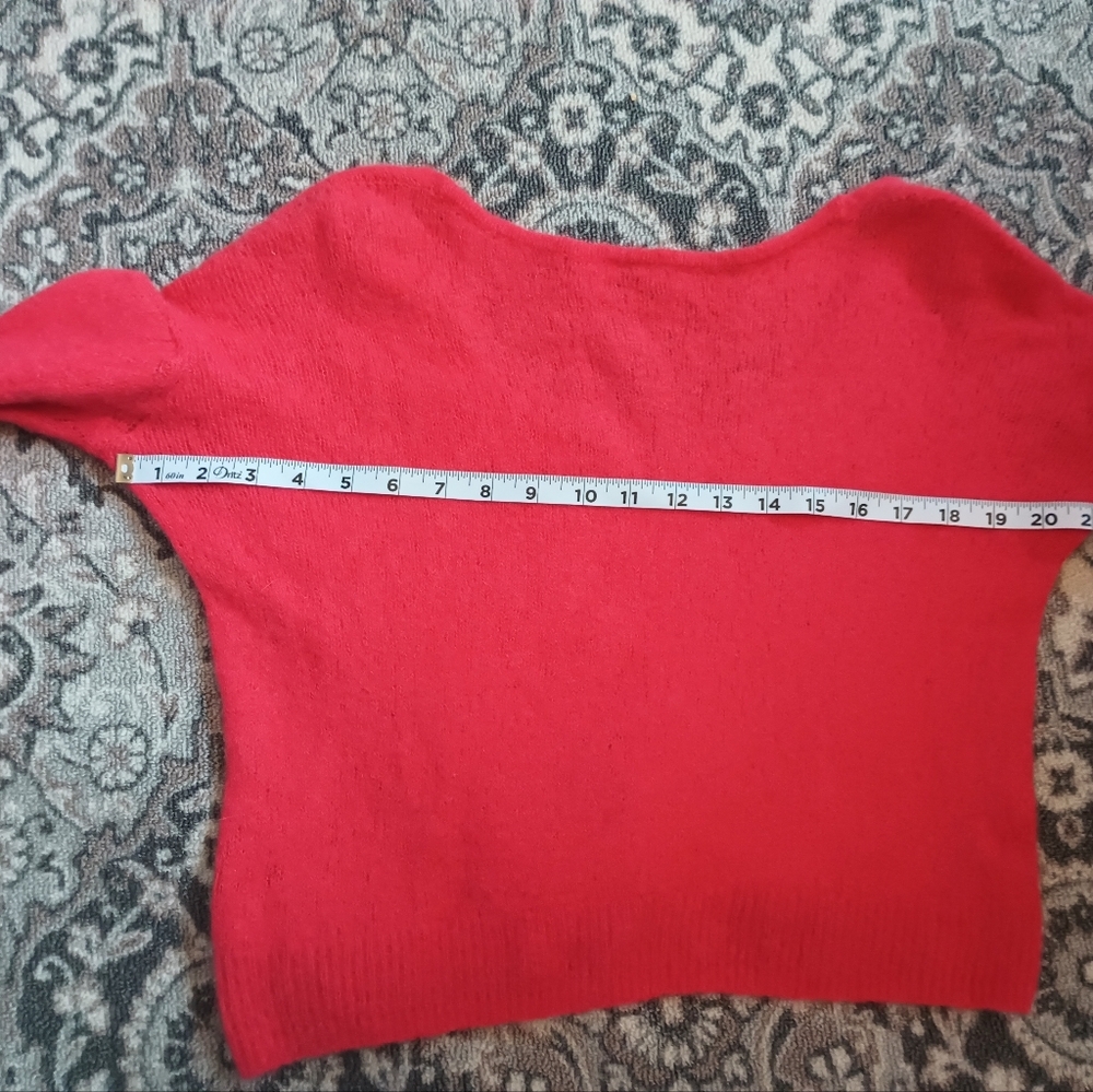 Free People Alpaca Wool Cropped Sweater Small Pink V Neck Y2K Feminine - Picture 10 of 10